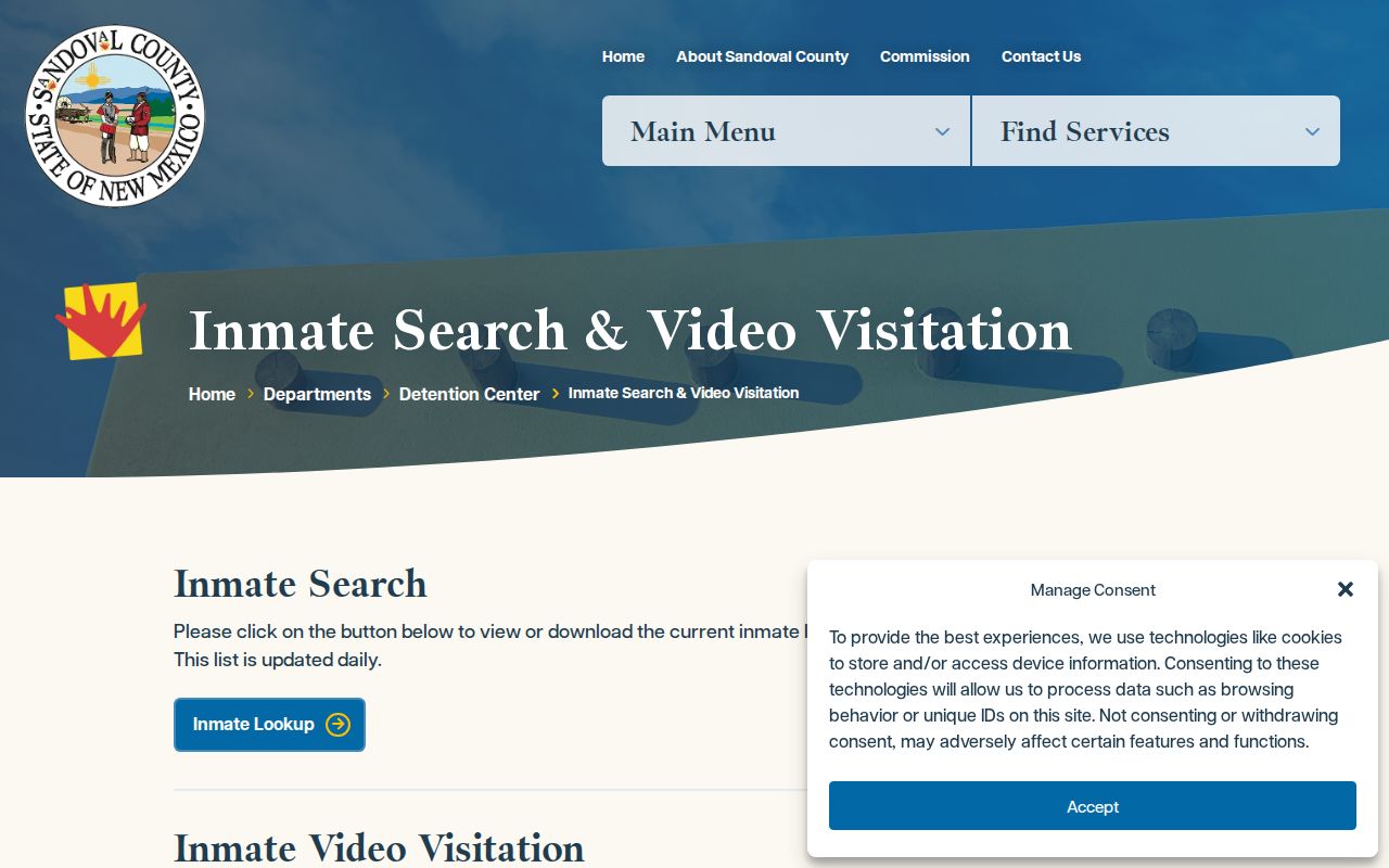 Sandoval County arrest search daily inmate lookup page